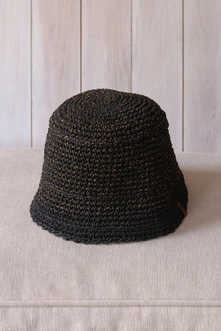 Hasır Buchet Şapka Simli Siyah Hasır Buchet Şapka