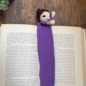 Amigurumi Balerin Topuzlu Kız Kitap Ayracı mor