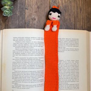 Amigurumi Balerin Topuzlu Kız Kitap Ayracı turuncu 1