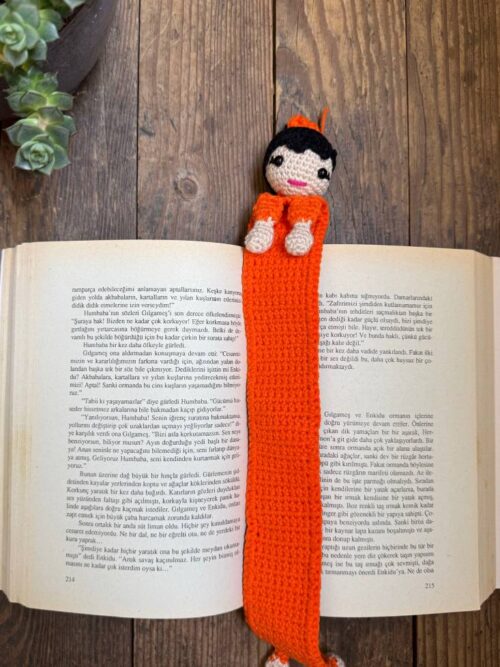 Amigurumi Balerin Topuzlu Kız Kitap Ayracı turuncu 1