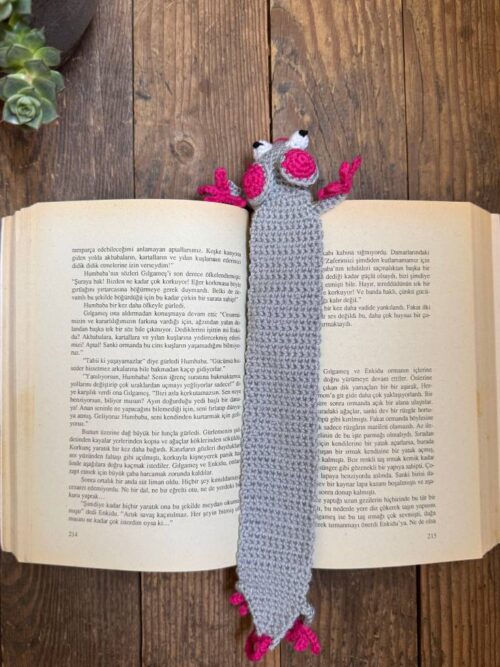 Amigurumi Gri Fare Kitap Ayracı