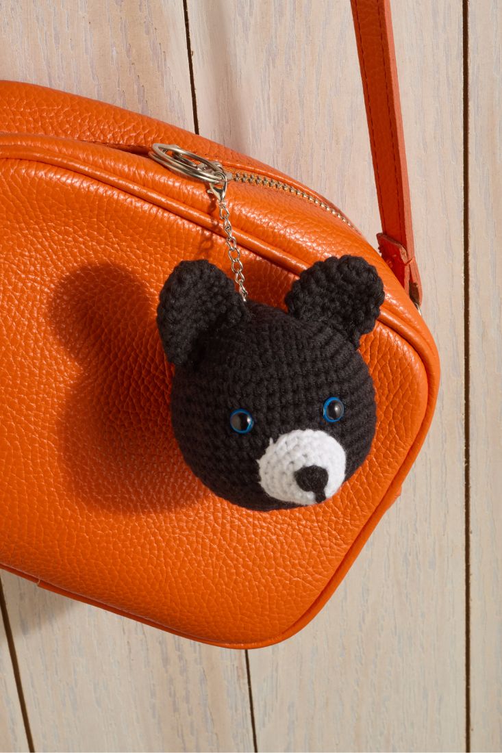 Amigurumi Siyah Ayıcık Kafa Anahtarlık 4 El Yapımı Amigurumi Siyah Ayıcık Kafa Anahtarlık