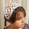 El Yapımı Çiçek Motifli Organik Pamuk Bandana