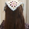 El Yapımı Çiçek Motifli Organik Pamuk Bandana