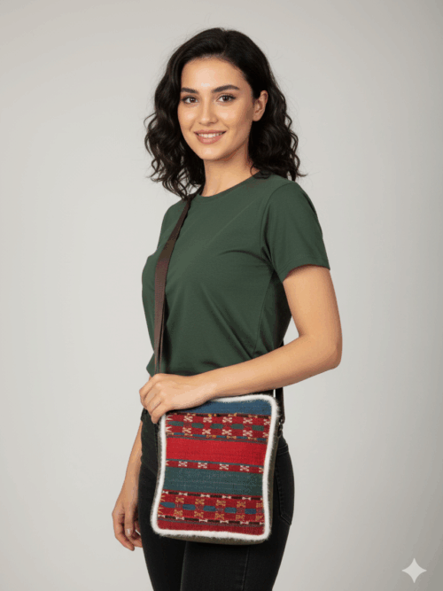 Nubuk Deri Detaylı, Astar ve Tela Destekli Etnik Omuz & Crossbody Çanta