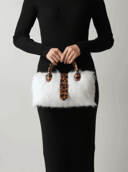 Leoparlı Detaylı Teddy Kürk Çanta