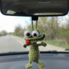 El Yapımı Amigurumi Kurbağa Anahtarlık | Dikiz Aynası Süsü | Koton İp | 8 cm