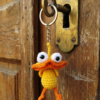 El Yapımı Amigurumi Ördek Anahtarlık | Koton İp ile Örülmüş Sevimli Araba Dikiz Aynası Süsü | 8 cm