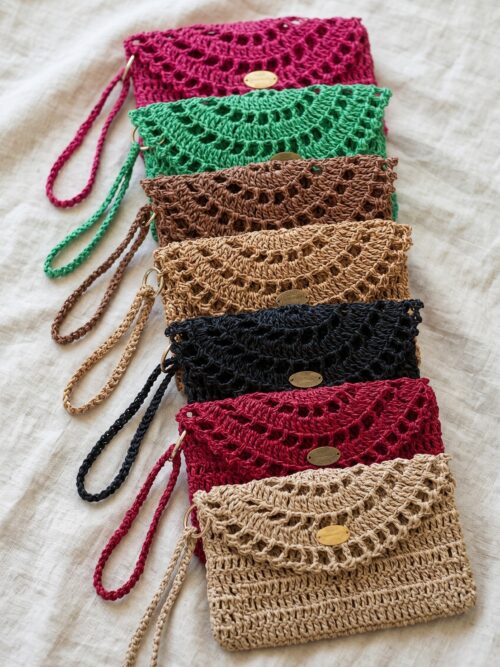 Hasır El Çantası 16x22 cm | Çelik Kapamalı El Yapımı Örgü Clutch Çanta