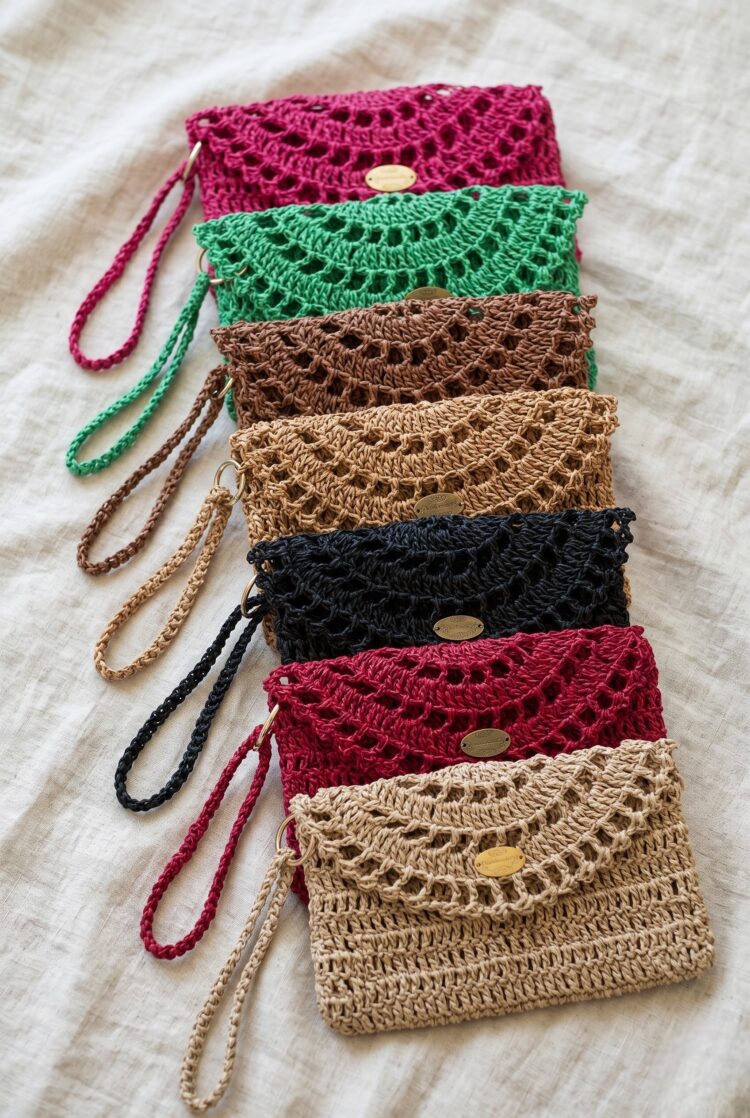 çanta8 Hasır El Çantası 16x22 cm | Çelik Kapamalı El Yapımı Örgü Clutch Çanta