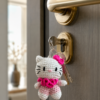 nahtar1 El Yapımı Amigurumi Kedi Anahtarlık – Pembe Detaylı Örgü Çanta Süsü
