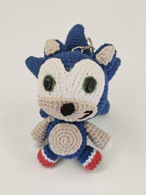 sonic2 El Yapımı Sonic Amigurumi Anahtarlık ve Çanta Süsü – 16 cm